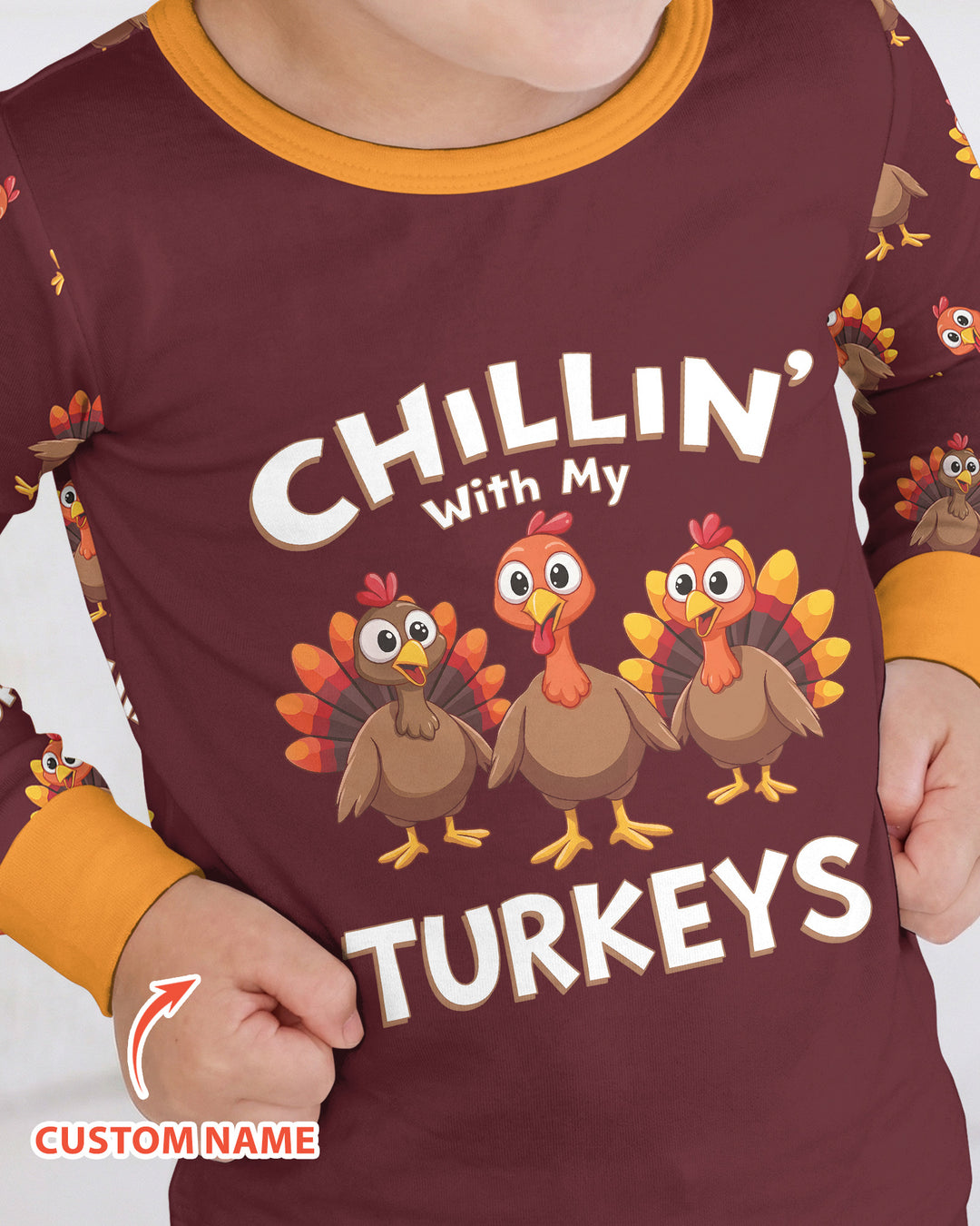 Chillin With Turkey Bamboo Two Piece Long Sleeve Pajama Set