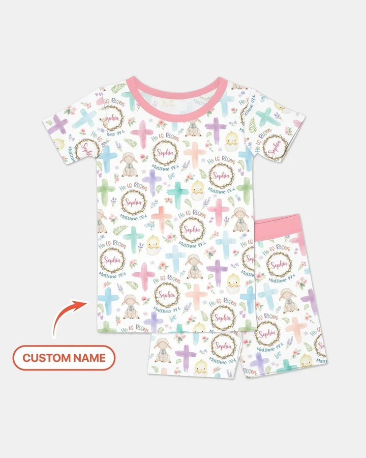 Zweiteiliges Pyjama-Set mit kurzen Ärmeln und Shorts im Sommer-Design