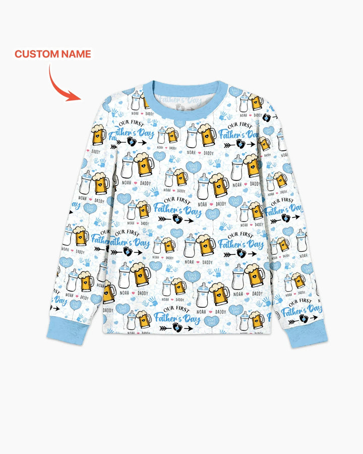 Custom Name First Father's Day Drink Bamboo Men's Pajama Set