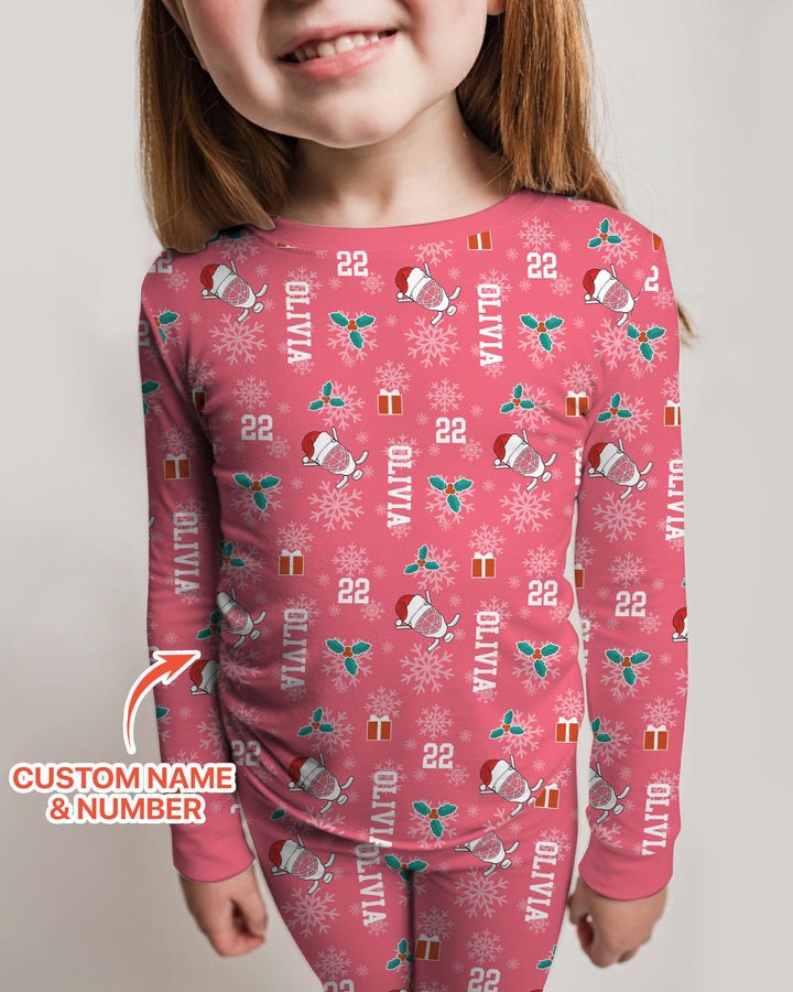 Custom Name Hockey Holiday Bamboo Two Piece Long Sleeve Pajama Set