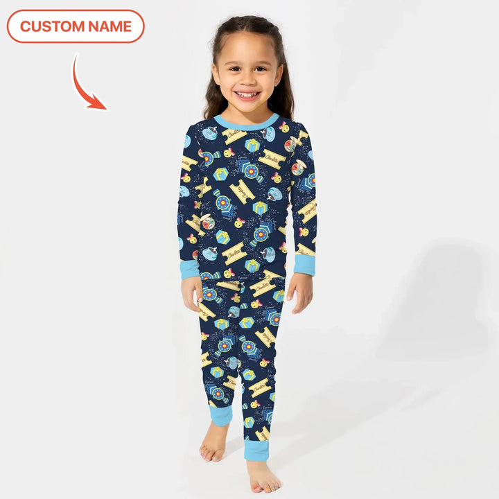 Zweiteiliges Langarm-Pyjama-Set mit Sommerfrüchten