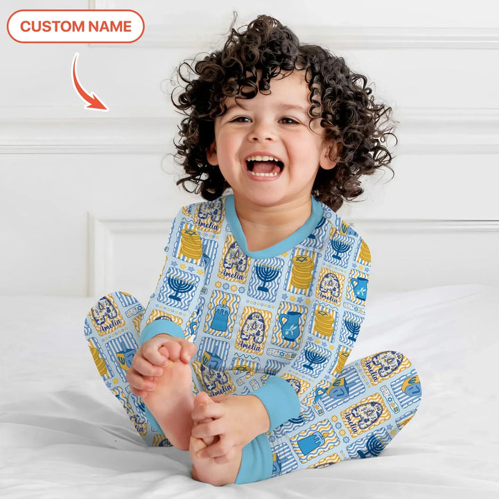 Zweiteiliges Langarm-Pyjama-Set mit Sommerfrüchten
