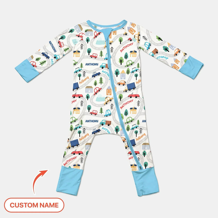 Custom Name Road Map Bamboo Convertible Zippy