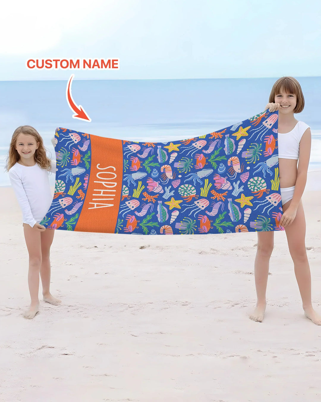 Strandtuch "Unter dem Meer" mit individuellem Namen
