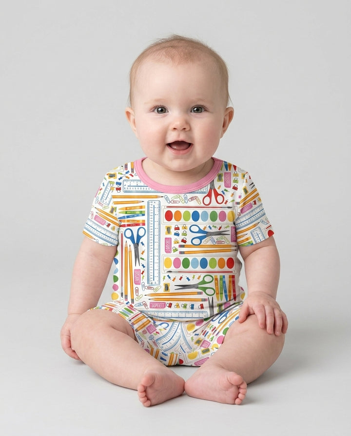 Template Zweiteiliges Pyjama-Set mit kurzen Ärmeln und Shorts