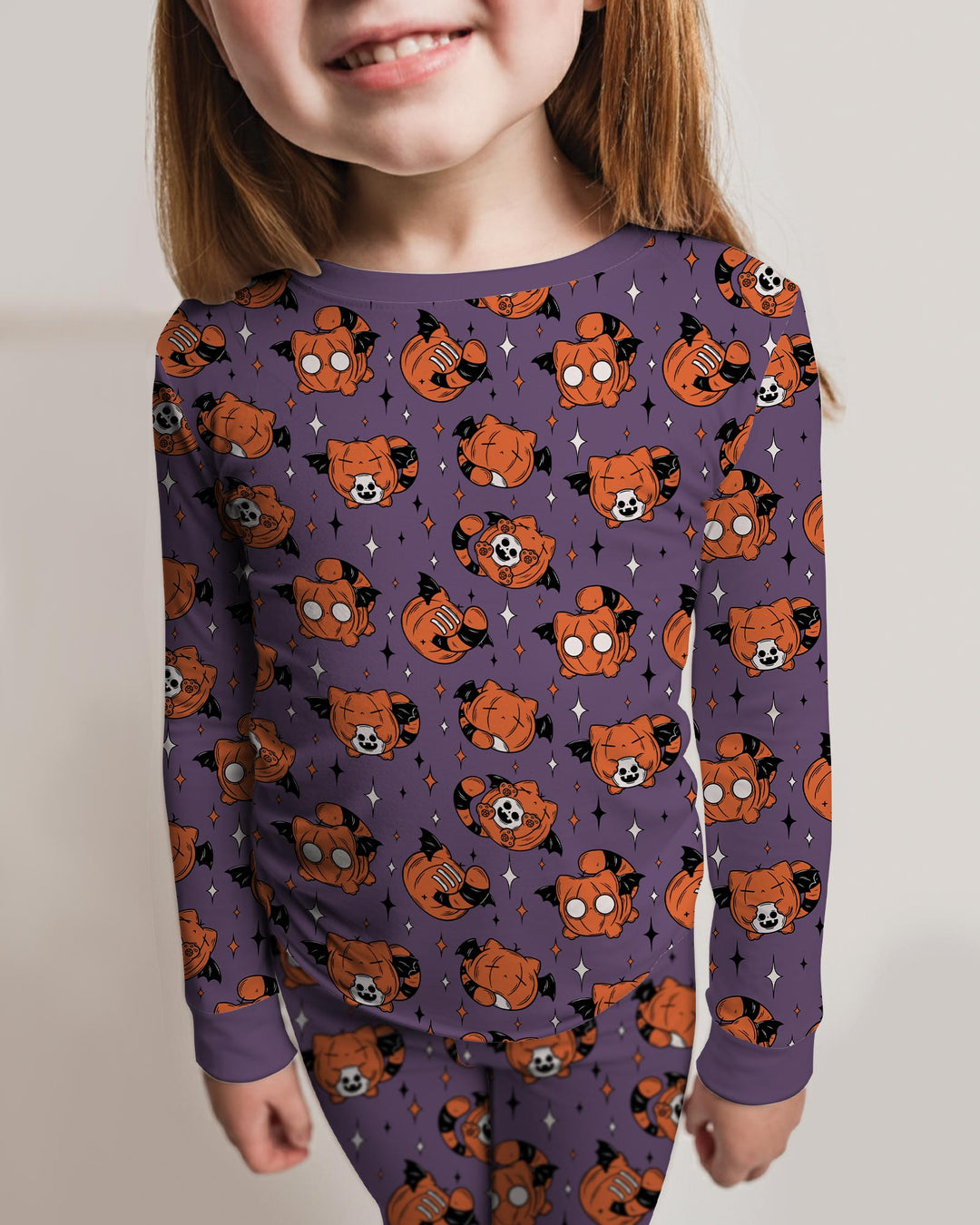 Batty Pumpkin Cats Bamboo Two Piece Long Sleeve Pajama Set