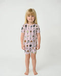 Funny Dogs Alphabet Bamboo Two Piece Short Sleeve Shorts Pajama Set