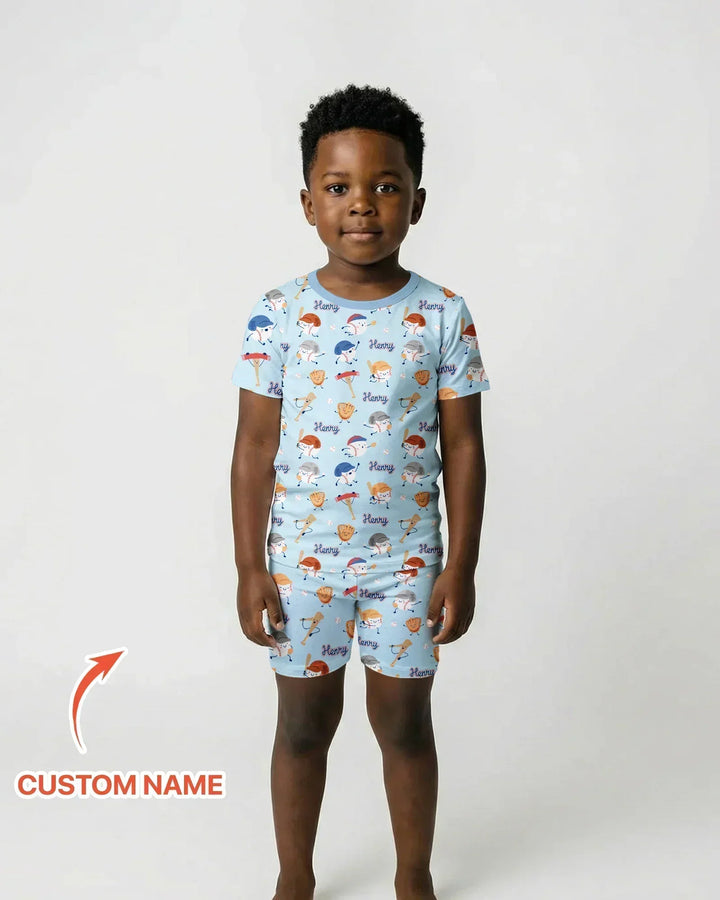 Zweiteiliges Pyjama-Set mit kurzen Ärmeln und Shorts im Sommer-Design