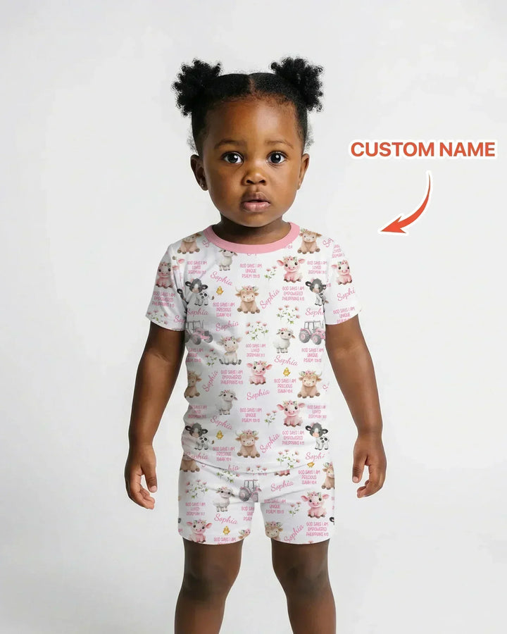 Zweiteiliges Pyjama-Set mit kurzen Ärmeln und Shorts im Sommer-Design