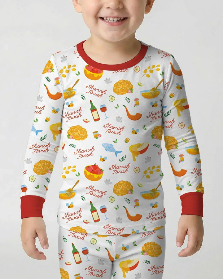 Zweiteiliges Langarm-Pyjama-Set mit Sommerfrüchten