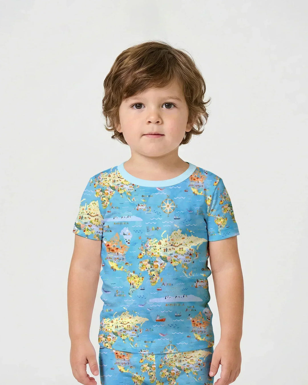Template Zweiteiliges Pyjama-Set mit kurzen Ärmeln und Shorts