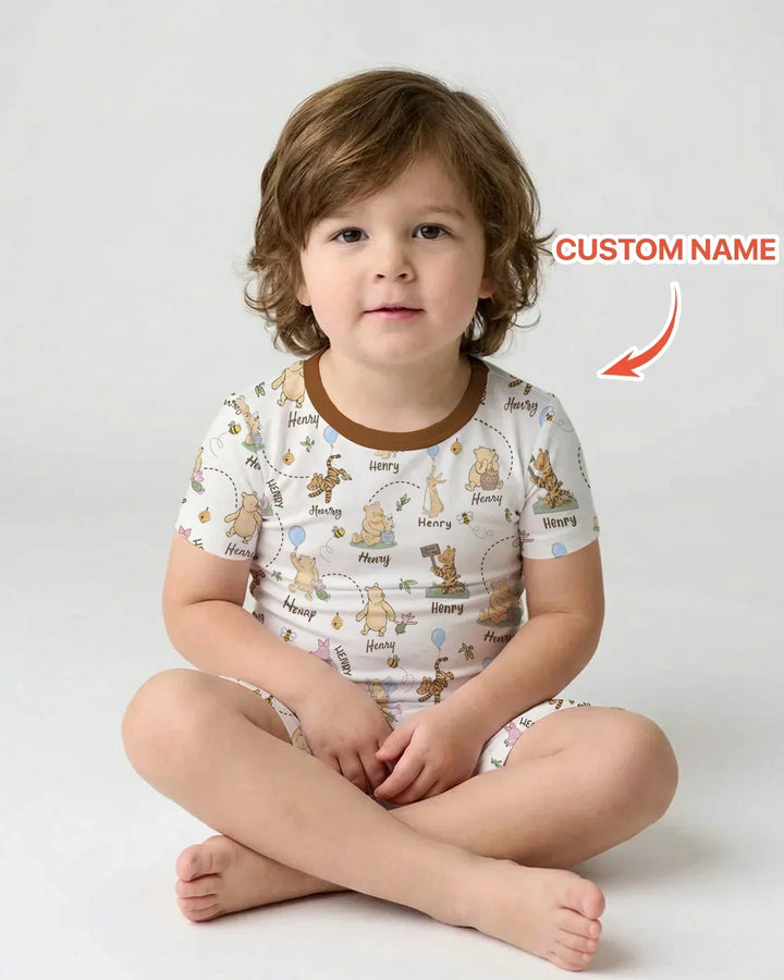 Zweiteiliges Pyjama-Set mit kurzen Ärmeln und Shorts im Sommer-Design