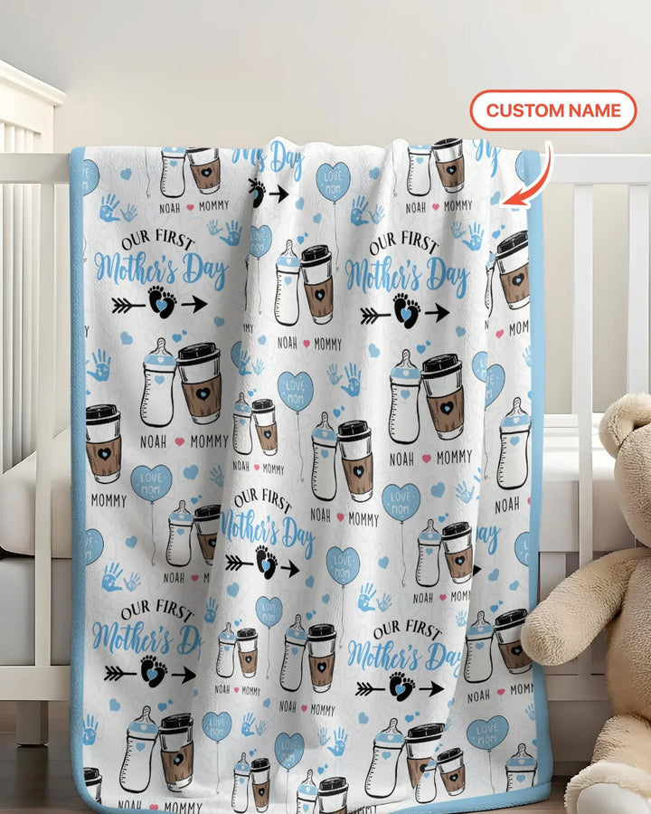 Custom Name First Mother's Day Drink Bamboo Blanket