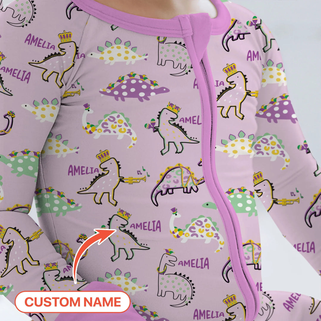 Custom Name Mardi Gras Saurus Bamboo Convertible Zippy