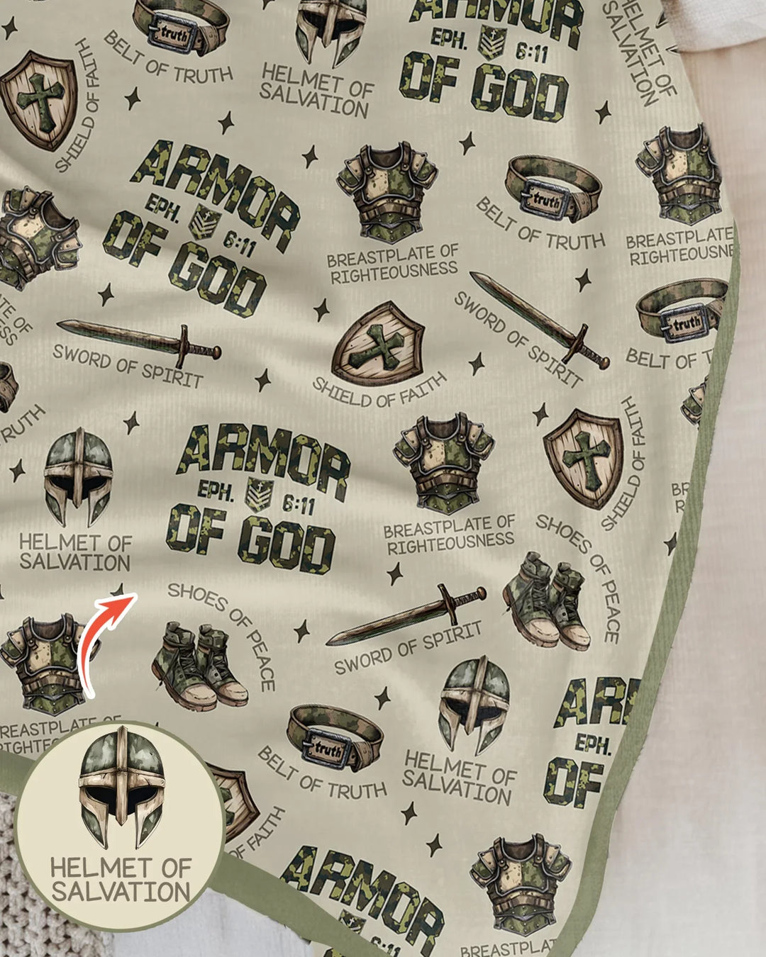 Camo Armor Of God Bamboo Blanket