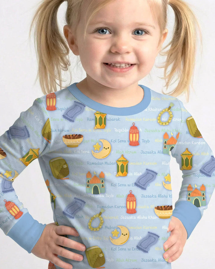 Ramadan Mubarak Family Matching Bamboo Two Piece Long Sleeve Pajama Set
