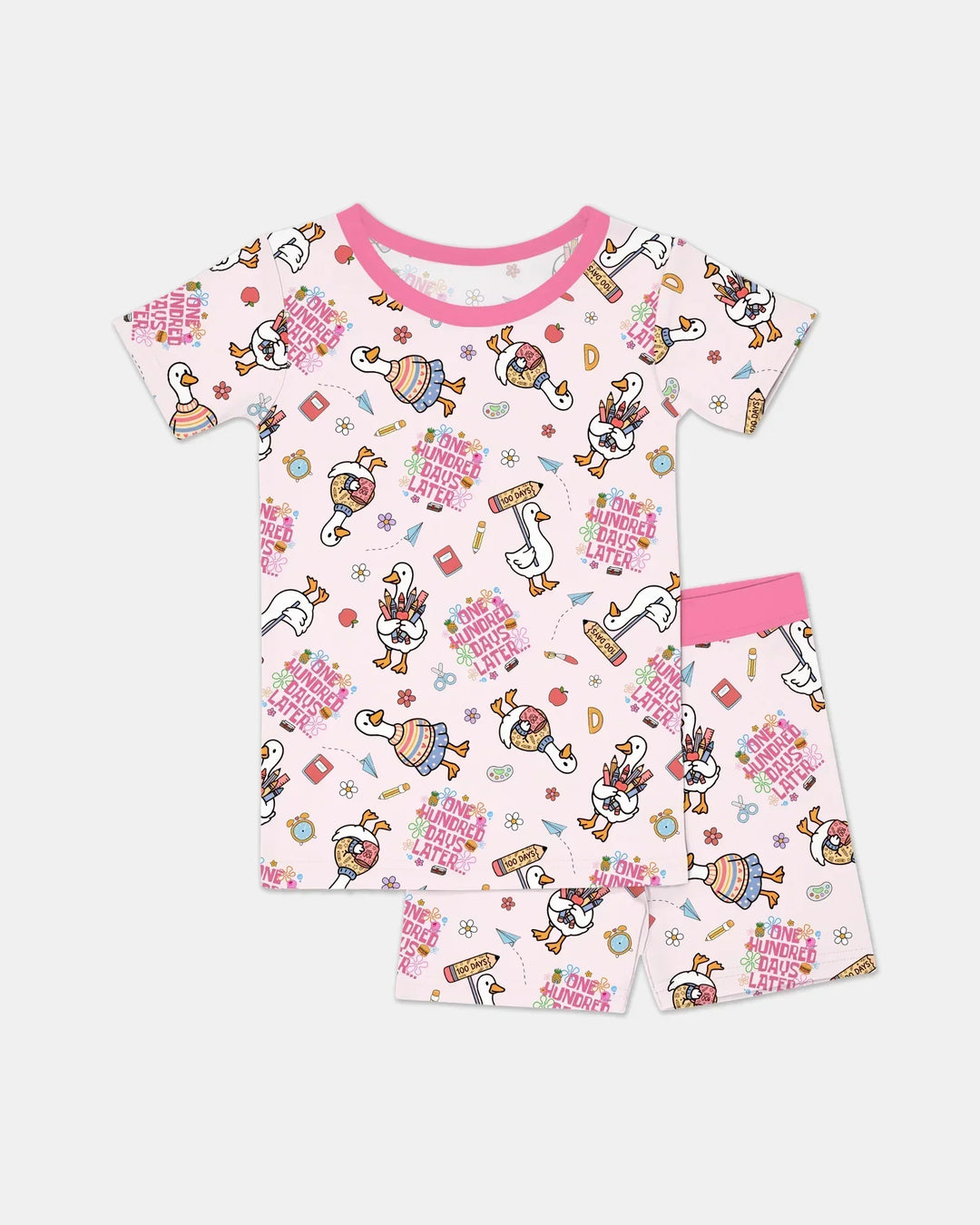 One Hundred Days Later Silly Goose Bamboo Two Piece Short Sleeve Shorts Pajama Set