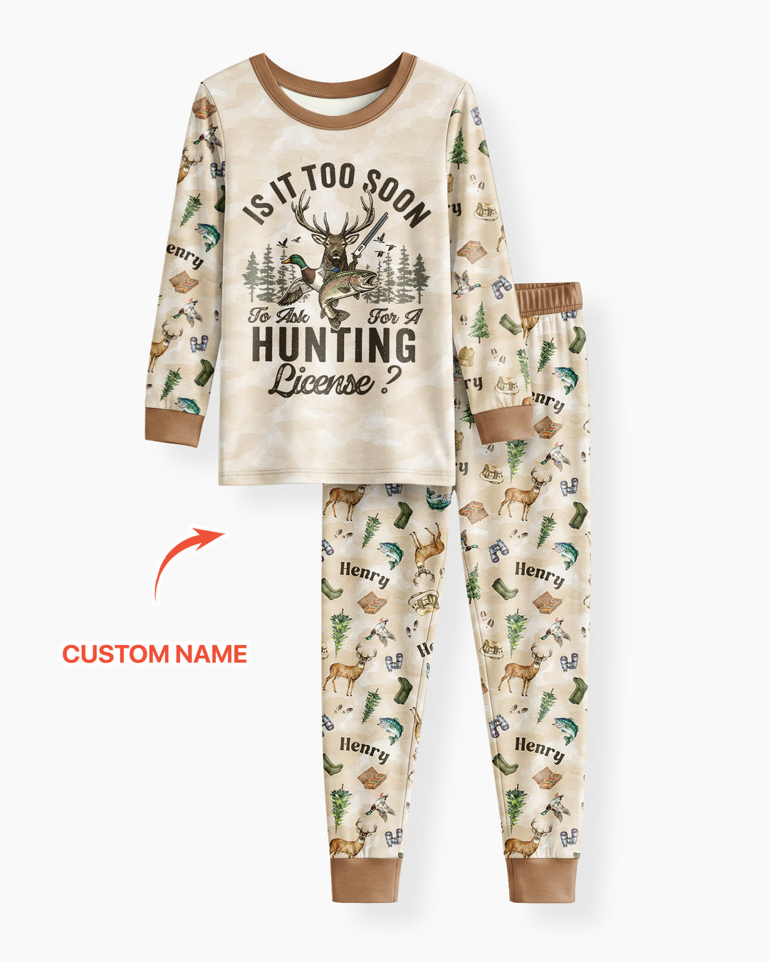 Personalized Funny Hunting Bamboo Two Piece Short Sleeve Pajama Set