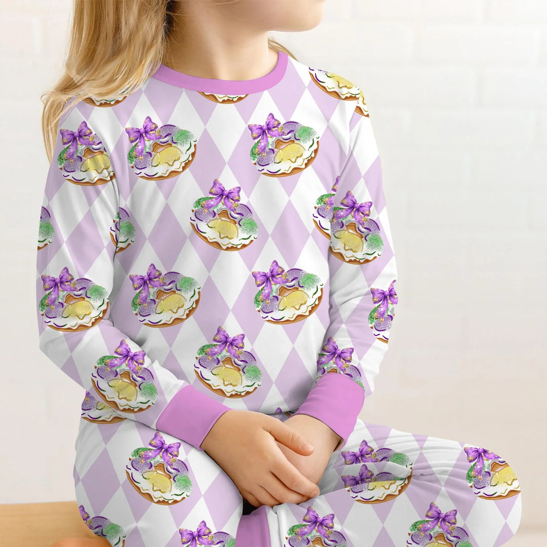 Zweiteiliges Langarm-Pyjama-Set mit Sommerfrüchten