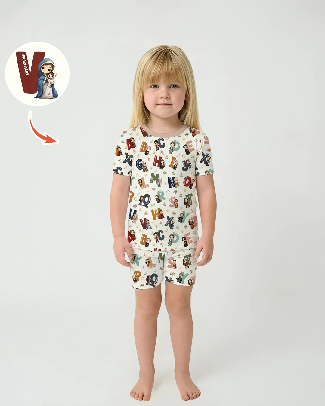 Template Zweiteiliges Pyjama-Set mit kurzen Ärmeln und Shorts