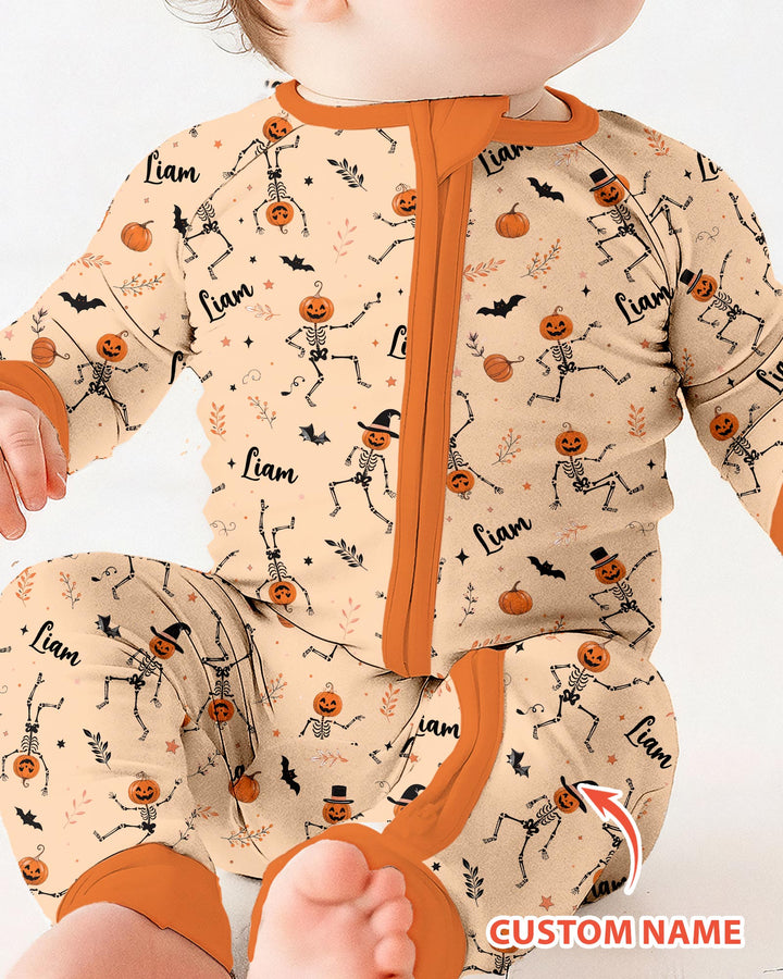 Dancing Pumpkin Skeleton Halloween Bamboo Convertible Zippy