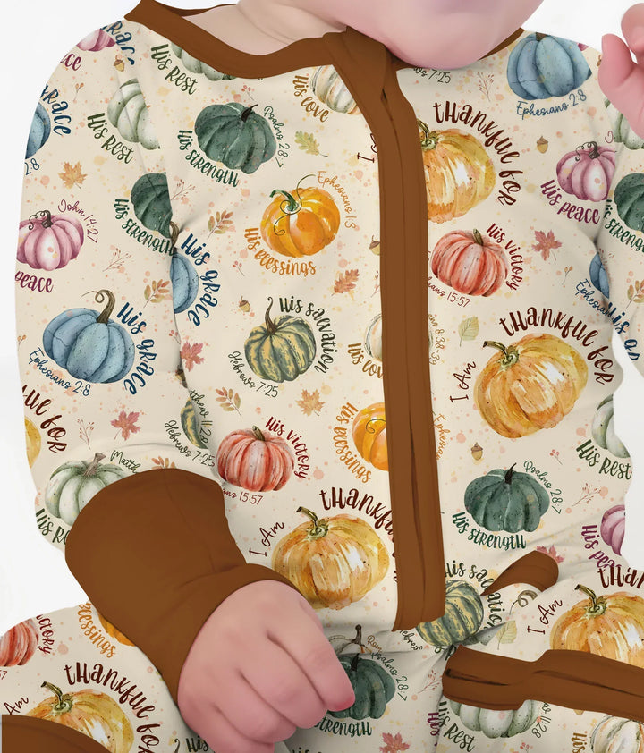 Christian Thanksgiving Convertible Zippy , Christian Thanksgiving Convertible Zippy - 0-3M / Chocolate Brown