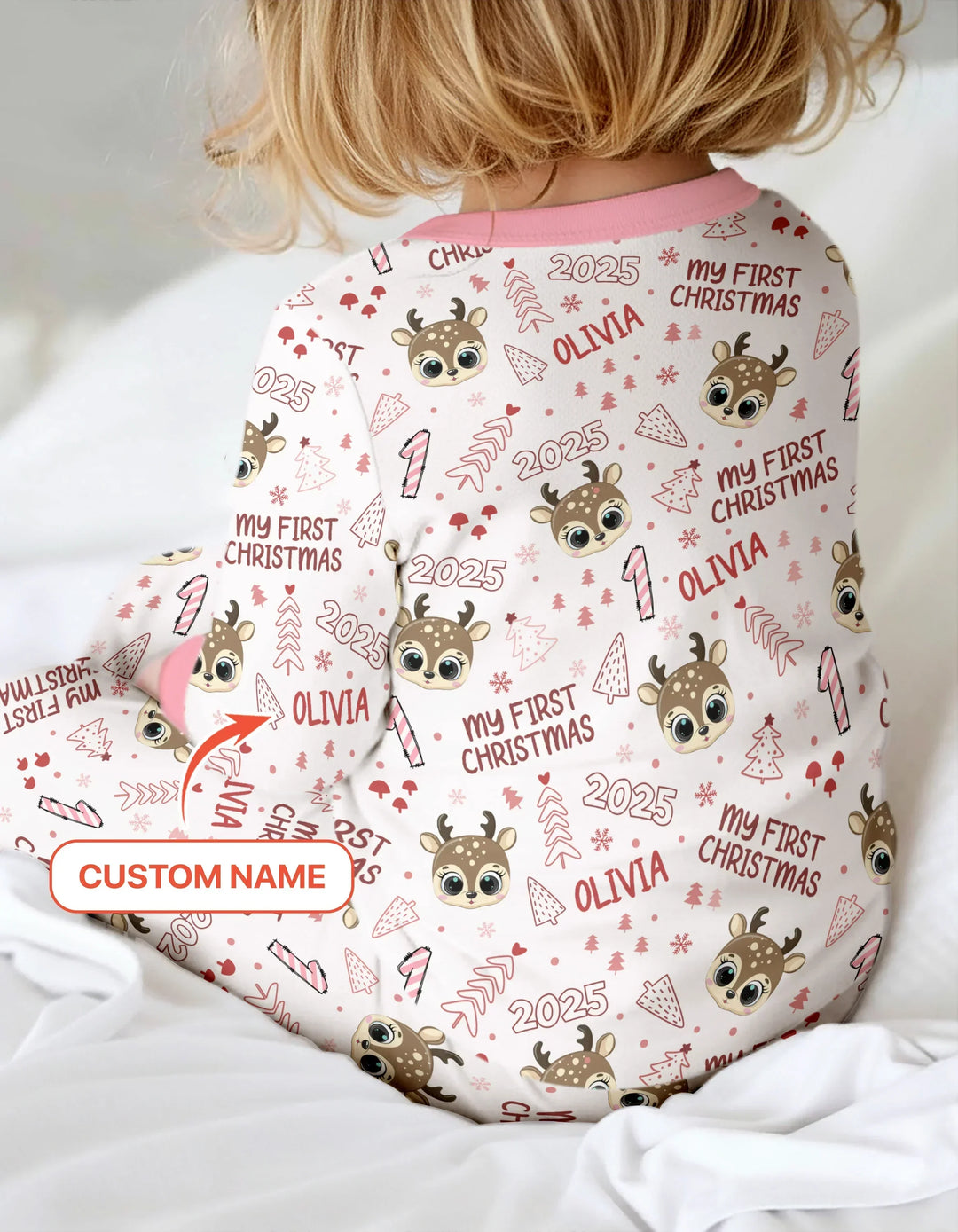 Custom Name Cute Reindeer My First Christmas Bamboo Convertible Zippy