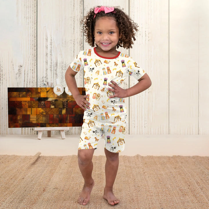 Zweiteiliges Pyjama-Set mit kurzen Ärmeln und Shorts im Sommer-Design