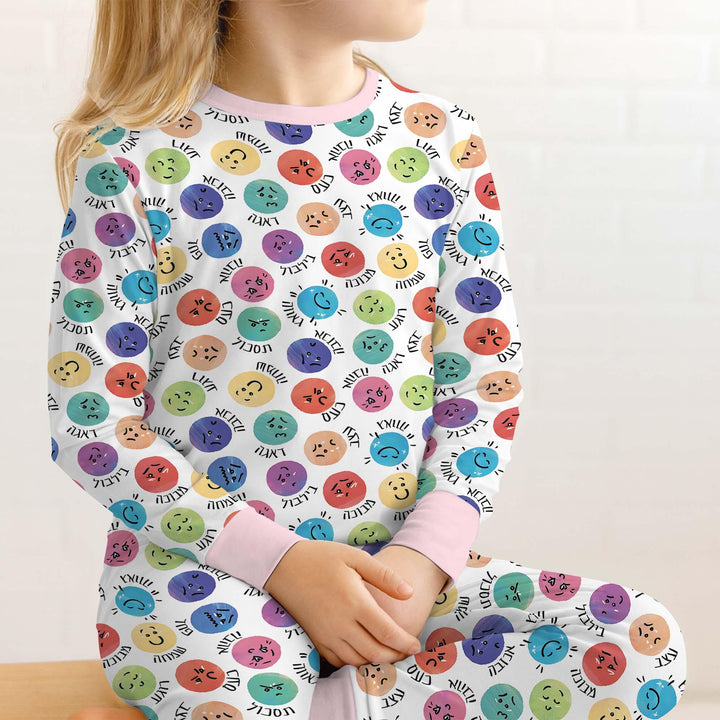 My Emotions Hebrew Bamboo Two Piece Long Sleeve Pajama Set