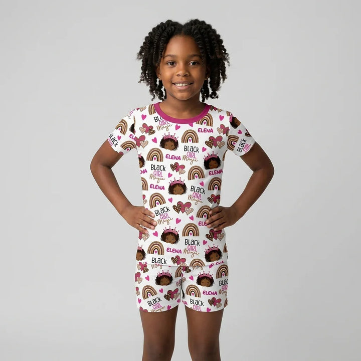 Zweiteiliges Pyjama-Set mit kurzen Ärmeln und Shorts im Sommer-Design