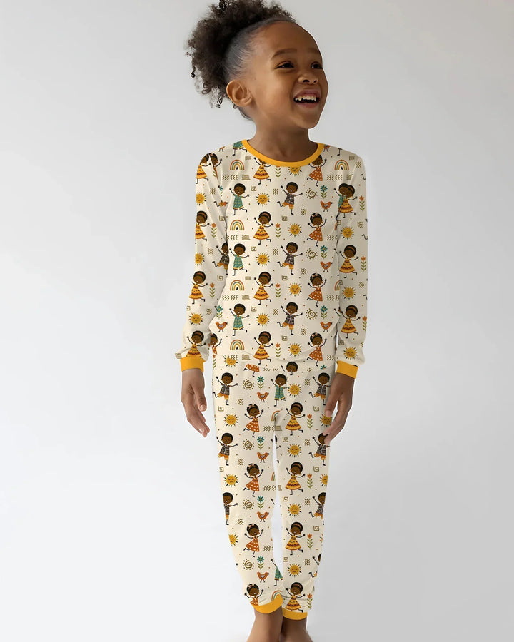 Zweiteiliges Langarm-Pyjama-Set mit Sommerfrüchten