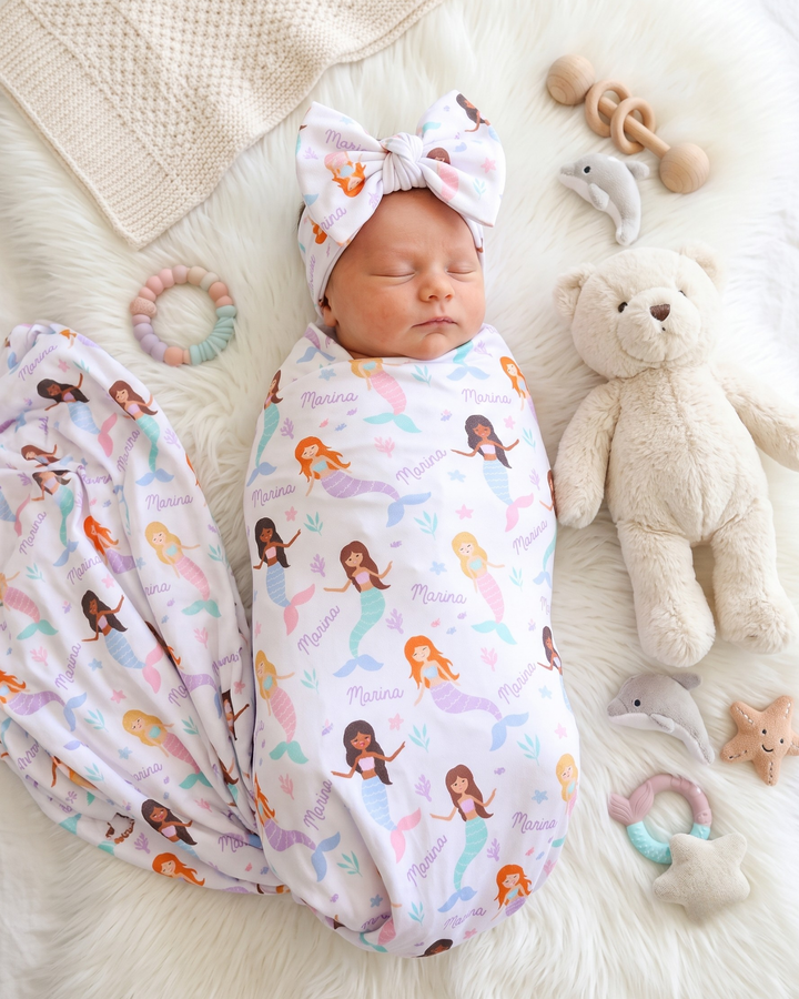 Little Mermaids Bamboo Swaddle Blanket
