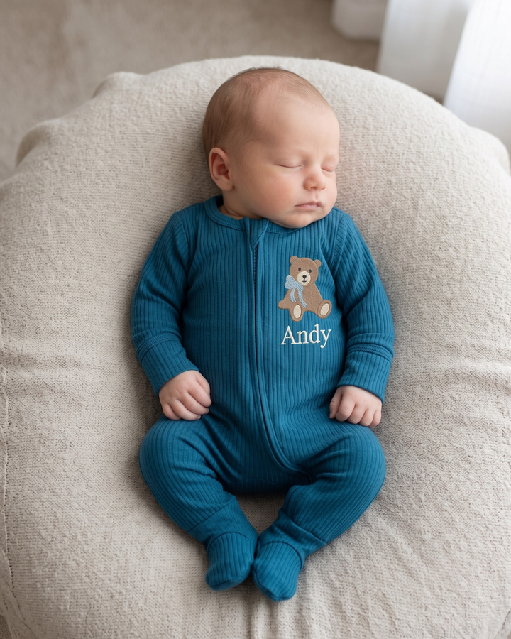 Gerippte Babykleidung mit individuellem Foto - Weich &amp; Skizzenhaft