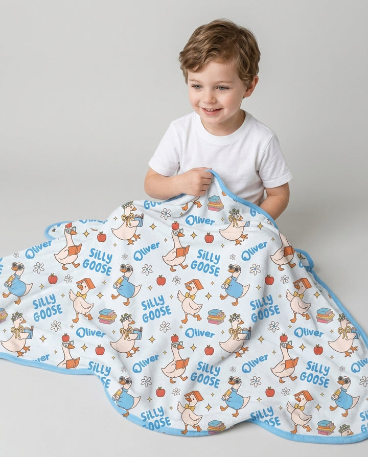Custom Name Silly Goose Back to School Bamboo Blanket