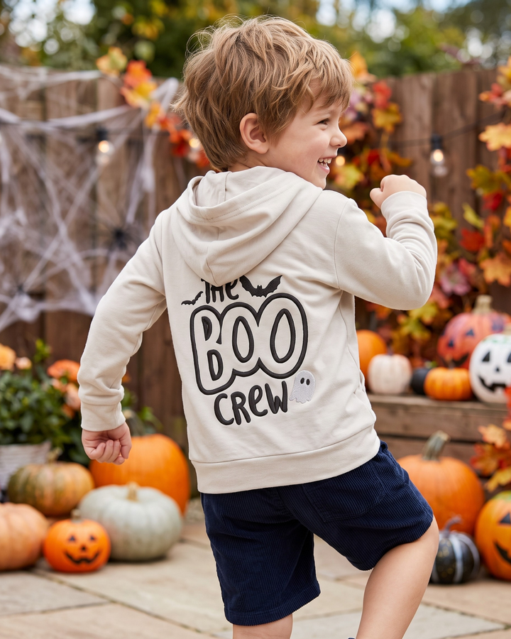 Custom Name The Boo Crew Embroidered Bamboo Zip Hoodie