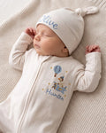 Custom Name Little Aviator Adventure Embroidered Bamboo Zipper Footie