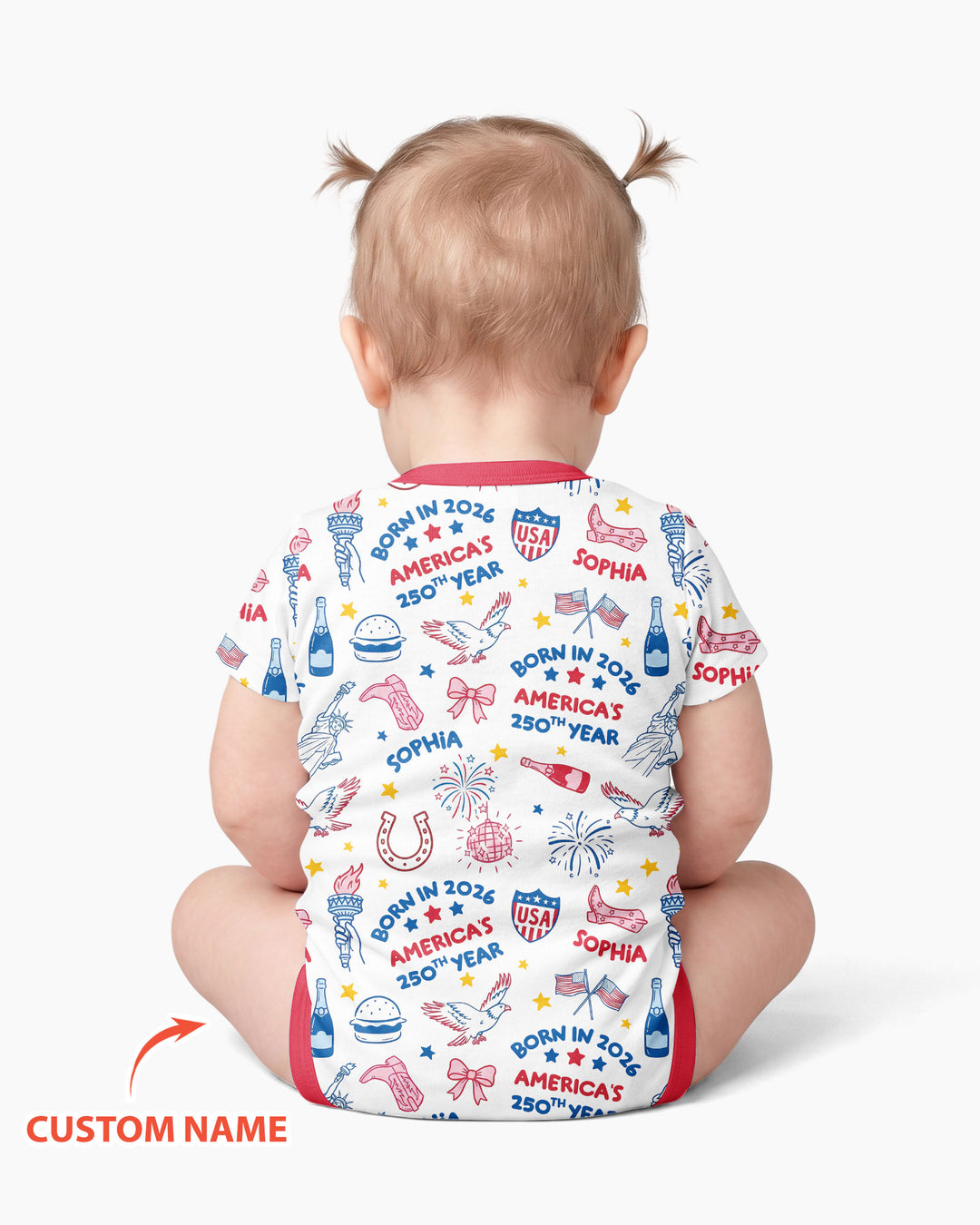 Born in 2026 America’s 250th Year Custom Name Bamboo Bodysuit