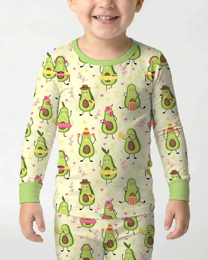 Zweiteiliges Langarm-Pyjama-Set mit Sommerfrüchten