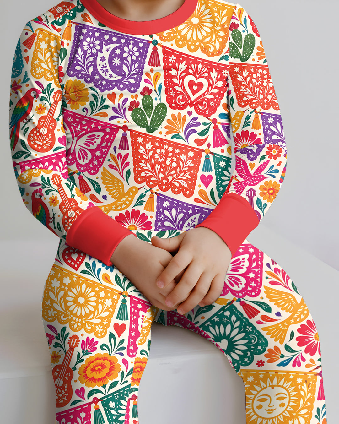 Mexican Fiesta Papel Picado Hispanic Bamboo Two Piece Long Sleeve Pajama Set