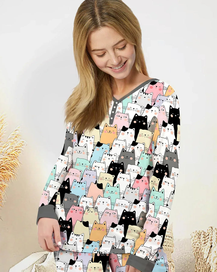 Purrfect Crowd Bambus-Pyjama-Set für Damen
