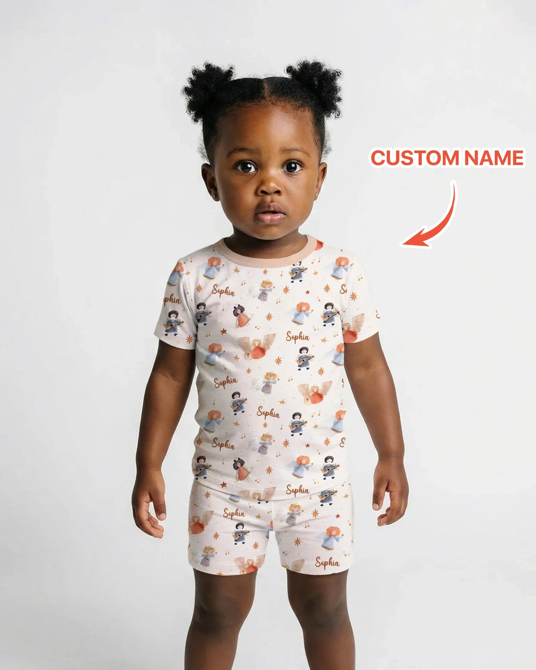 Guardian Angels Custom Name Bamboo Two Piece Short Sleeve Shorts Pajama Set