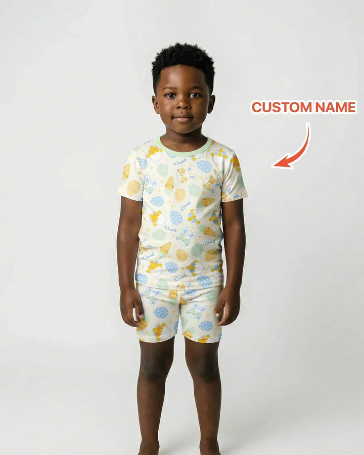 Zweiteiliges Pyjama-Set mit kurzen Ärmeln und Shorts im Sommer-Design