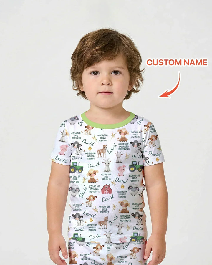 Zweiteiliges Pyjama-Set mit kurzen Ärmeln und Shorts im Sommer-Design