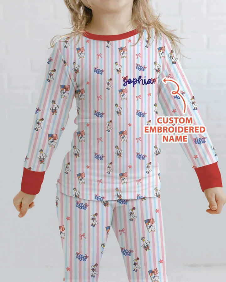 Zweiteiliges Langarm-Pyjama-Set mit Sommerfrüchten