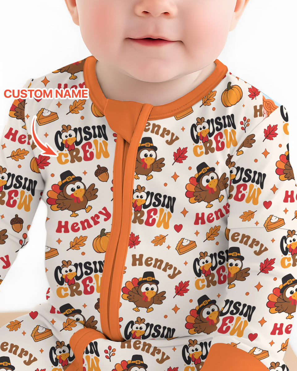 Personalized Cousin Crew Thanksgiving Bamboo Convertible Zippy