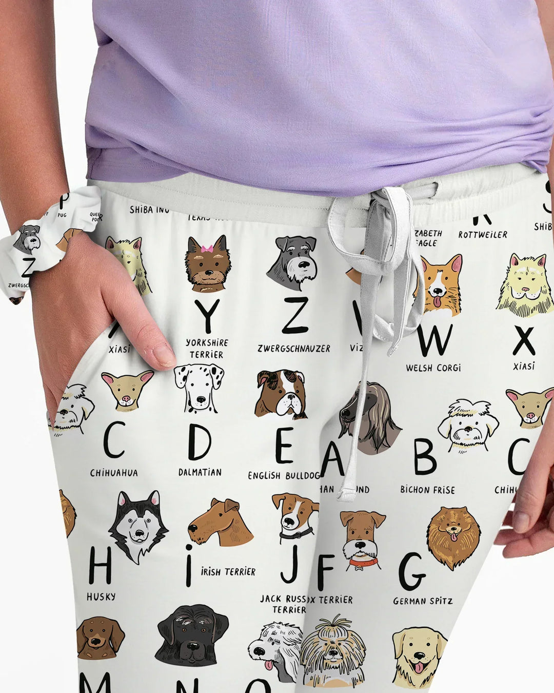 Funny Dogs Alphabet Bamboo Women Pajama Set