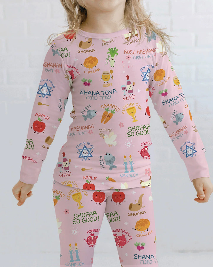 Zweiteiliges Langarm-Pyjama-Set mit Sommerfrüchten