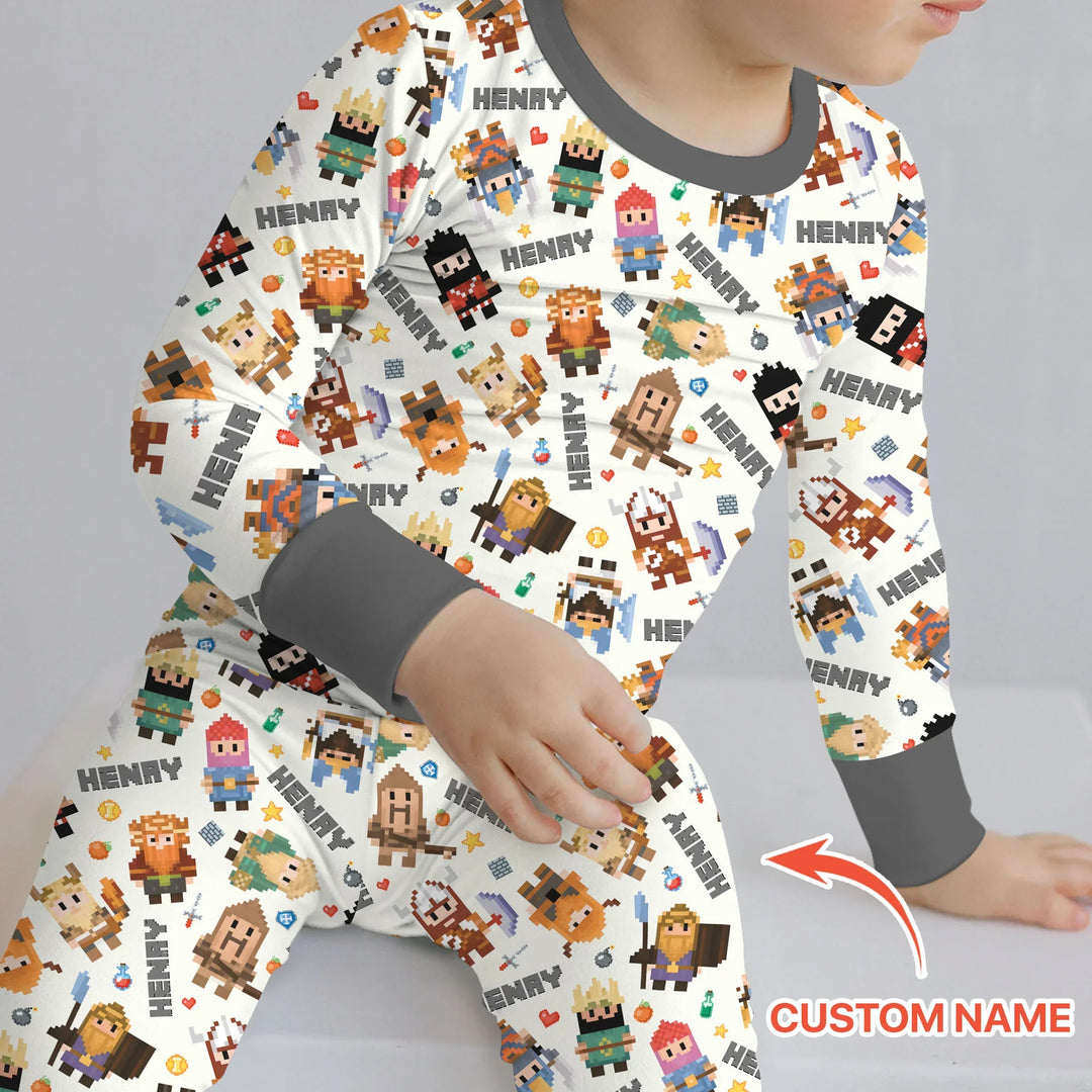 Zweiteiliges Langarm-Pyjama-Set mit Sommerfrüchten