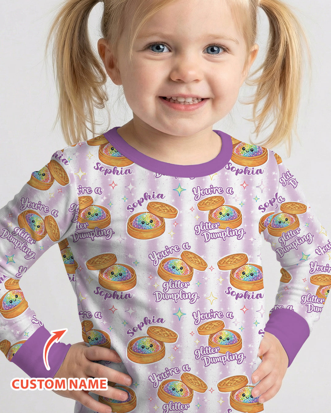 Personalized You're Glitter Dumpling Bamboo Two Piece Long Sleeve Pajama Set