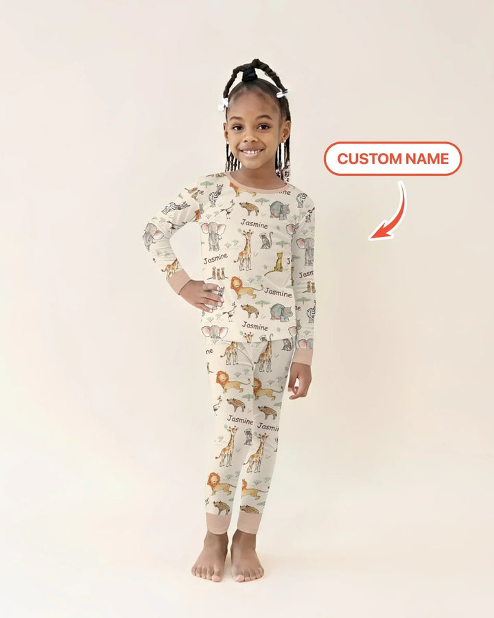 Zweiteiliges Langarm-Pyjama-Set mit Sommerfrüchten